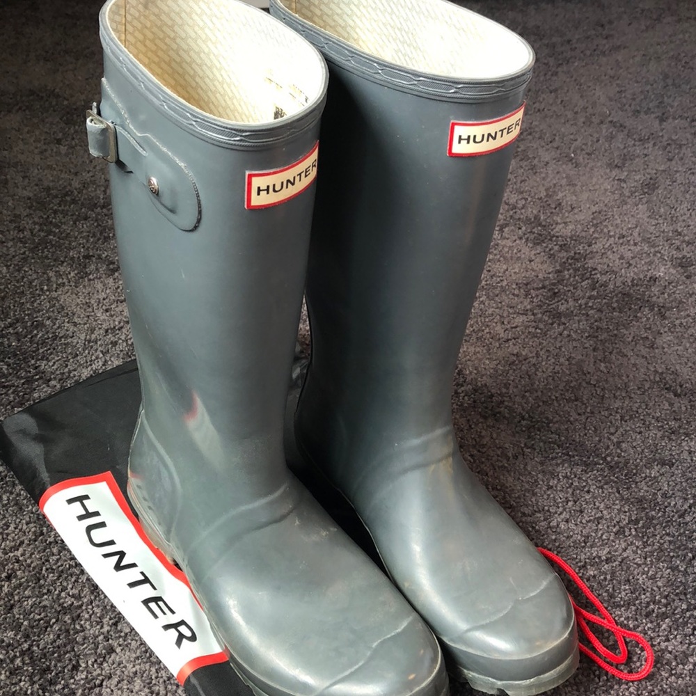 Hunter original glass grey rainboot size 7
